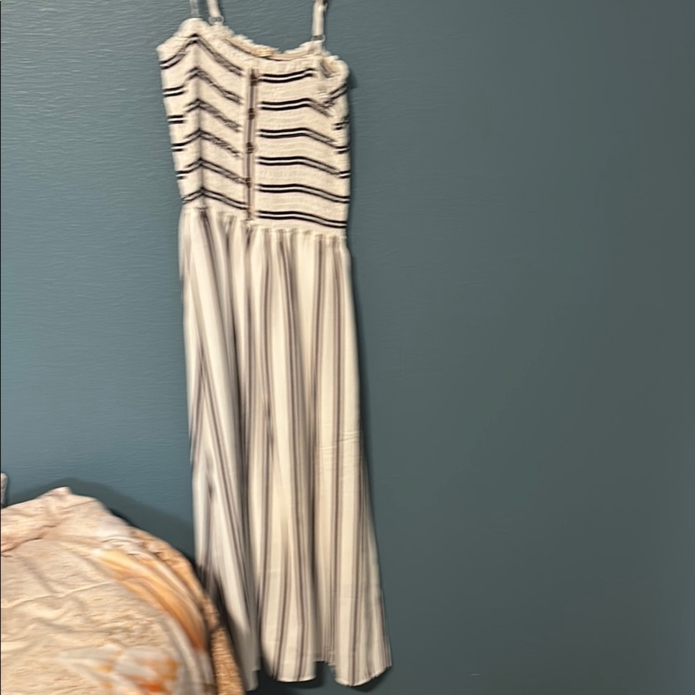 Hem & Thread Black and White Striped Midi Dress